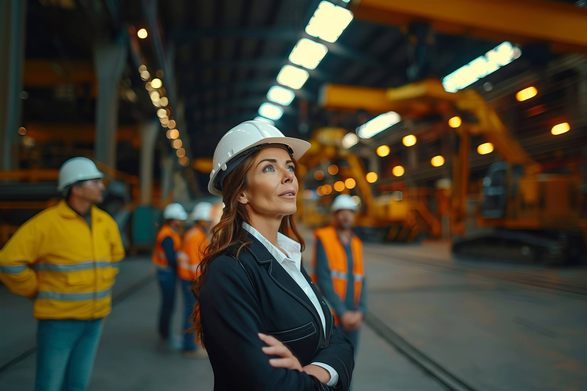 Engenheiras trabalhando em planta industrial moderna